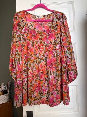 Haptics Pink Floral Peasant Blouse